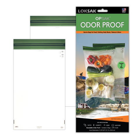 LOKSAK - OPSAK Odorproof Dry Bags for Backpacking, Hiking and Storage- Resealable Reusable and Recyclable Storage Bags (2-Pack 12 Inch x 20 Inch)