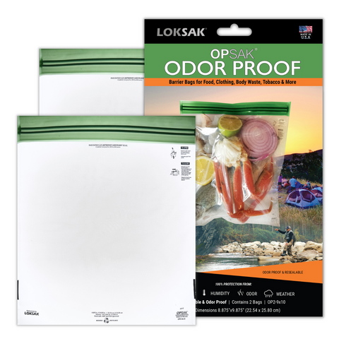 LOKSAK - OPSAK Odorproof Dry Bags for Backpacking, Hiking and Storage- Resealable Reusable and Recyclable Storage Bags (2-Pack 9 Inch x 10 Inch)
