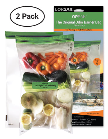 LOKSAK - OPSAK Odorproof Dry Bags for Backpacking, Hiking and Storage- Resealable Reusable and Recyclable Storage Bags (2-Pack 12 Inch x 20 Inch)