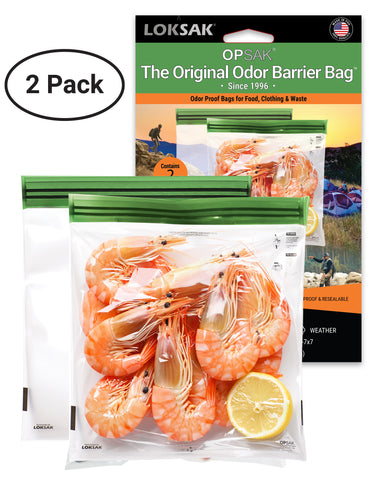 LOKSAK - OPSAK Odorproof Dry Bags for Backpacking, Hiking and Storage- Resealable Reusable and Recyclable Storage Bags (2-Pack 7 Inch x 7 Inch)