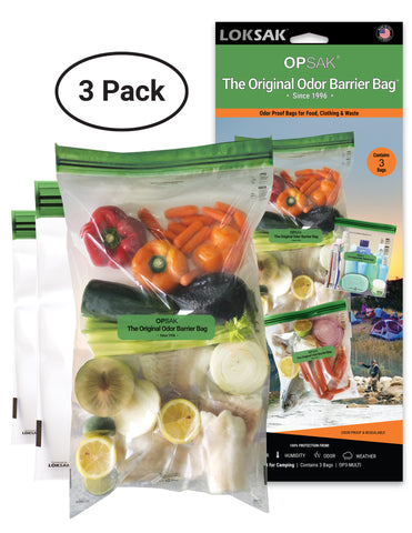 LOKSAK - OPSAK Odor Proof Dry Bags for Backpacking, Hiking and Storage- Resealable Reusable and Recyclable Storage Bags (Assorted 3-Pack)