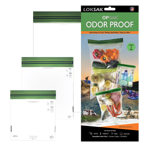 LOKSAK - OPSAK Odor Proof Dry Bags for Backpacking, Hiking and Storage- Resealable Reusable and Recyclable Storage Bags (Assorted 3-Pack)